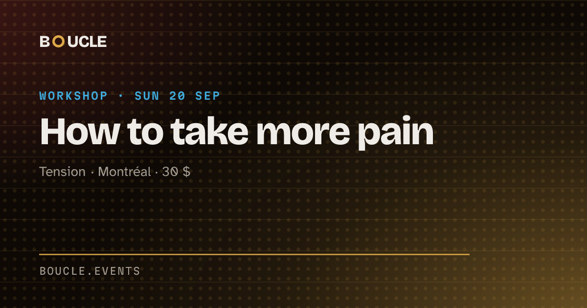 How to take more pain